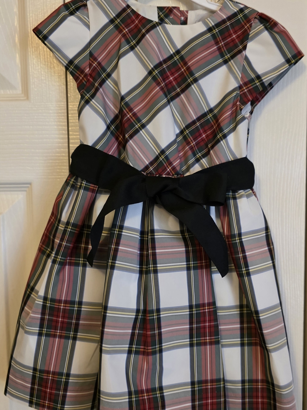 Ralph Lauren Classic Plaid Bow Belt Girls Dress 18 Month - White, Red & Black